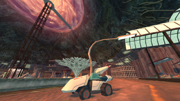 anodyne 2 screenshot featuring Nova in car form in the cenote city.
