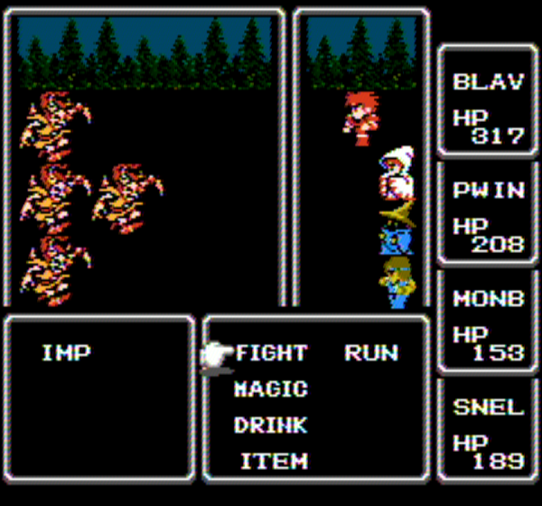 FF1 NES screenshot of a battle